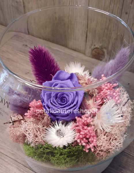 Boccia di dried flowers grande lilla