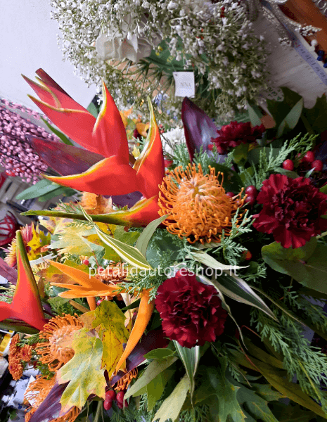 Composizione in spugna fiori tropicali a L