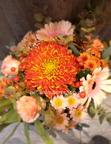 Composizione in spugna o bouquet Rosa antico e autunnale