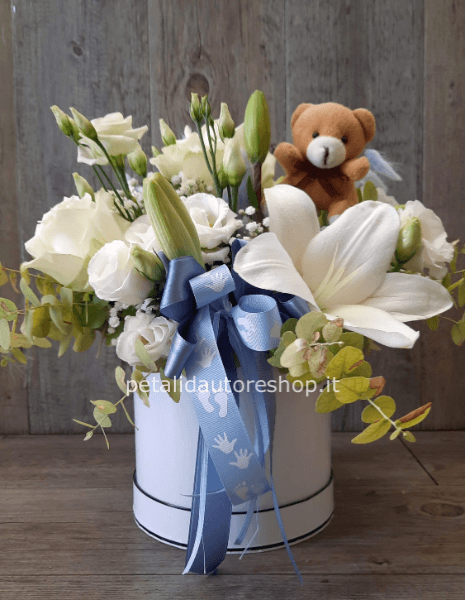 Flowerbox nascita, azzurra o rosa